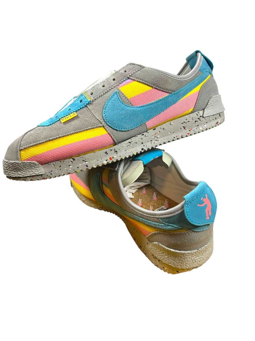 Nike Union LA Cortez SP Grey Fog Blue Pink Yellow Men’s Size 12 DR1413-002 Rare - Picture 8 of 14